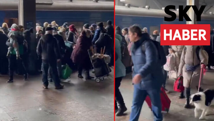 Görüntüler Kiev’den! Rusya “Vuracağız kaçın” dedi, Ukrayna halkı trenlere akın etti